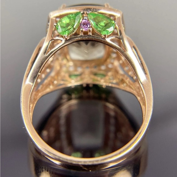 Sold! LeVian,Tsavorite,Rhodolite,Citrine,Smokey Quartz 14K Rose Gold Ring 7.5 - Picture 7 of 14